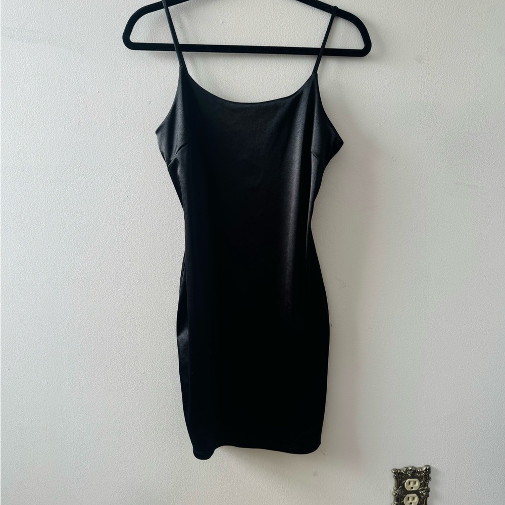 Black Bodycon Mini Dress with Spaghetti Straps